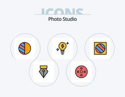 pack d'icônes remplies de ligne de studio photo 5 conception d'icônes. . la photographie. la photographie. photographe. studio vecteur