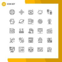 concept de 25 lignes pour sites Web mobile et applications serveur technologie d'hébergement cas serveur données éléments de conception vectoriels modifiables vecteur