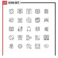 ensemble de 25 lignes vectorielles sur la grille pour les éléments de conception vectoriels modifiables de l'interface utilisateur médicale de l'atome de moniteur vecteur