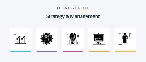 pack d'icônes de glyphe de stratégie et de gestion 5, y compris l'analyse. graphique. tour. lumière. utilisateur. conception d'icônes créatives vecteur