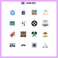 pack de 16 signes et symboles de couleurs plates modernes pour les supports d'impression Web tels que la création de bénéfices de revenus de diamants pack modifiable d'éléments de conception de vecteur créatif
