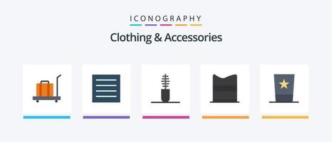 pack d'icônes plat 5 vêtements et accessoires, y compris la mode. la toile. accessoires. mode. Vêtements. conception d'icônes créatives vecteur