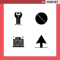 symboles d'icône universels groupe de 4 glyphes solides modernes de kit d'ordinateur portable sdk fichier interdit éléments de conception vectoriels modifiables vecteur