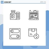 4 icônes créatives signes et symboles modernes de l'interrupteur médical boîte de magasin d'hôpital éléments de conception vectoriels modifiables vecteur