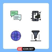 symboles d'icônes universels groupe de 4 couleurs plates modernes de chat monde éducation finance informatique éléments de conception vectoriels modifiables vecteur