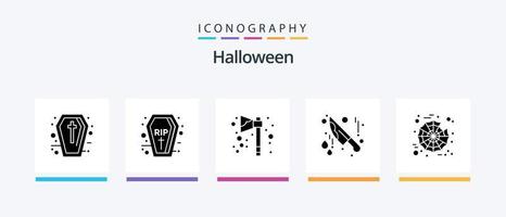 pack d'icônes glyphe halloween 5, y compris le web. Halloween. hache. couteau. sanglant. conception d'icônes créatives vecteur