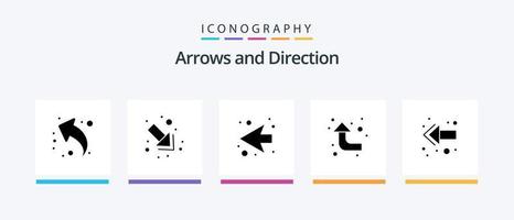 pack d'icônes flèche glyphe 5 comprenant. la gauche. suivant. dos. la gauche. conception d'icônes créatives vecteur