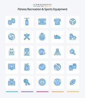 loisirs de fitness créatifs et équipements sportifs 25 pack d'icônes bleues telles que le football. pchamp. trousse. football vecteur