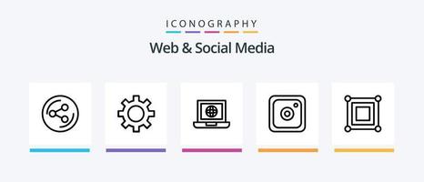 pack d'icônes ligne 5 web et médias sociaux, y compris la flèche. Regardez. Les données. vidéo. utilisateur. conception d'icônes créatives vecteur