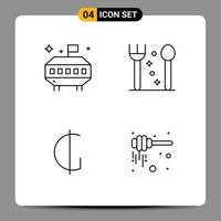 4 couleurs plates vectorielles thématiques remplies et symboles modifiables de l'astronomie coutellerie paraguayenne monnaie miel éléments de conception vectoriels modifiables vecteur