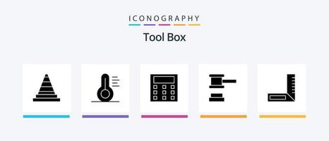 outils glyphe 5 pack d'icônes comprenant. construction. ingénierie. Charpentier. Justice. conception d'icônes créatives vecteur