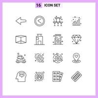 pack de 16 signes et symboles de contours modernes pour les supports d'impression Web tels que les éléments de conception vectoriels modifiables seo vecteur