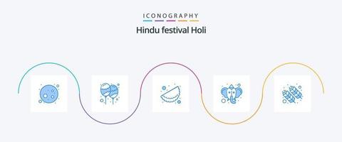 pack d'icônes holi blue 5 comprenant holi. nourriture. nourriture. hindouisme. ganesha vecteur
