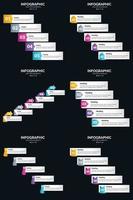 vecteur 6 infographie pack présentation modèle de diapositive 5 étapes cycle diagrammes et chronologies