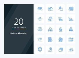 20 icône de couleur bleue pour les affaires et l'éducation pour la présentation vecteur