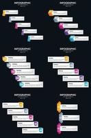 vecteur 6 infographie pack présentation modèle de diapositive 5 étapes cycle diagrammes et chronologies