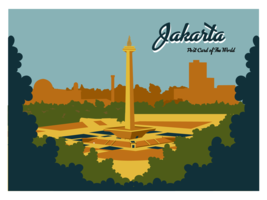 Vecteur de carte postale de Jakarta