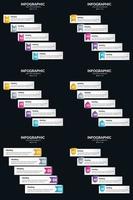 vecteur 6 infographie pack présentation modèle de diapositive 5 étapes cycle diagrammes et chronologies