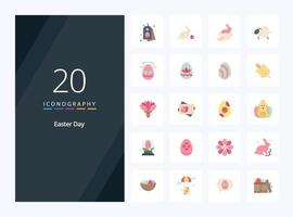 20 icône de couleur plate de pâques pour la présentation vecteur