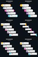 vecteur 6 infographie pack présentation modèle de diapositive 5 étapes cycle diagrammes et chronologies