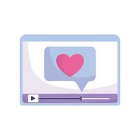 contenu de médias sociaux blog vidéo bulle de dialogue romantique vecteur