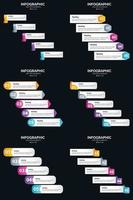 vecteur 6 infographie pack présentation modèle de diapositive 5 étapes cycle diagrammes et chronologies