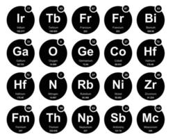 20 tableau préodique de la conception du pack d'icônes d'éléments vecteur