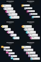 vecteur 6 infographie pack présentation modèle de diapositive 5 étapes cycle diagrammes et chronologies