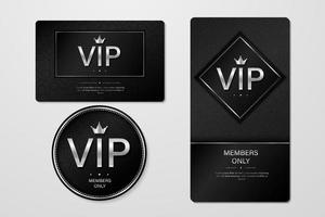 vip party premium cartes d'invitation affiches flyers. ensemble de modèles de conception noir et argent. vecteur