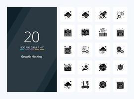 20 icône de glyphe solide de piratage pour la présentation vecteur