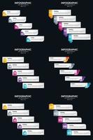 vecteur 6 infographie pack présentation modèle de diapositive 5 étapes cycle diagrammes et chronologies