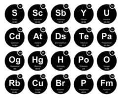 20 tableau préodique de la conception du pack d'icônes d'éléments vecteur