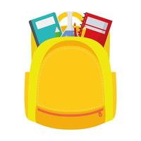 équipement de sac d & # 39; école avec cahiers et fournitures vecteur
