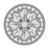 Décoration de mandala floral diwali dessiné icône monochrome vector illustration design