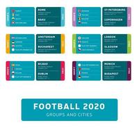 Ensemble de groupes de la phase finale du tournoi de football 2020 vecteur