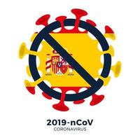 espagne drapeau signe attention cellule coronavirus vecteur