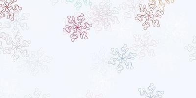 texture de doodle vecteur bleu clair, rouge avec des fleurs.