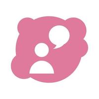 silhouette d'utilisateur avatar avec icône de style de bloc de discours bulle vecteur