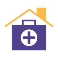 assurance de toit de maison avec icône de style silhouette kit médical vecteur