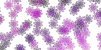 texture de doodle vecteur violet clair, rose avec des fleurs.