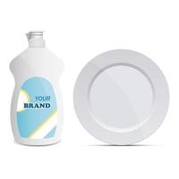 Illustration de conception vecteur bouteille liquide vaisselle isolé sur fond blanc