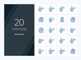 20 icône de couleur bleue humaine pour la présentation vecteur
