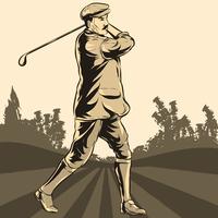 Illustration de joueur de golf en action vecteur