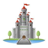 illustration de conception de vecteur de château médiéval isolé sur fond blanc
