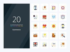 20 icône de couleur plate de commerce électronique pour la présentation vecteur