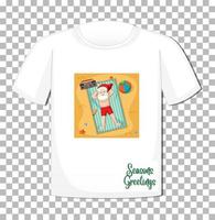 personnage de dessin animé de père Noël dans le thème de l'été de Noël sur t-shirt sur fond transparent vecteur