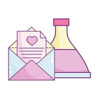 bonne saint valentin, bouteille de potion d'amour lettre enveloppe vecteur