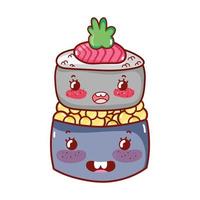 kawaii sushi roll caviar food cartoon japonais, sushi et rouleaux vecteur