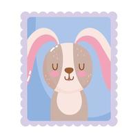 timbre-poste de dessin animé mignon lapin animaux vecteur