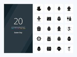 20 icône de glyphe solide de pâques pour la présentation vecteur